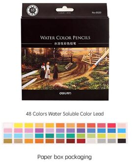 DELI Potlood Set Water Kleur Wax Potloden Pennen Pastel Voor Tekening Schilderen Kleurpotloden Briefpapier Kantoor School Art Supplies Lapices 48 kleuren