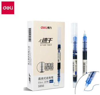 DELI S856 Roller Pen 12pcs/Box ballpoint 0.5mm big capacity 1100m smooth writing quick dry office school supplies Gel Ink Pen