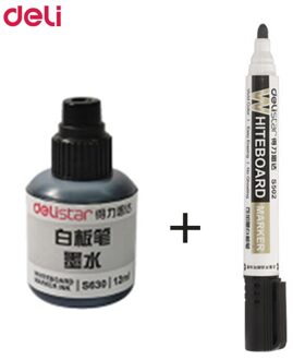 Deli Uitwisbare Whiteboard Marker Pen 1 Pcs Bord + 1 Inkt Fles Set Kantoor Markers Droge Wissen Blauw Zwart Rood kantoorbenodigdheden