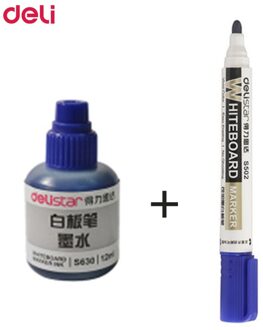 Deli Uitwisbare Whiteboard Marker Pen 1 Pcs Bord + 1 Inkt Fles Set Kantoor Markers Droge Wissen Blauw Zwart Rood kantoorbenodigdheden