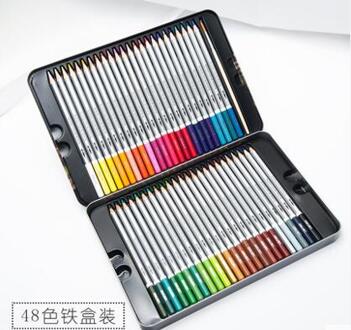 Deli Water Kleur Potlood Set 24/36/48/72 Kleuren Oplosbare Potlood Voor Tekening Schilderen Schets Tin ijzer/Papier Box Art Schoolbenodigdheden 48stk iron doos