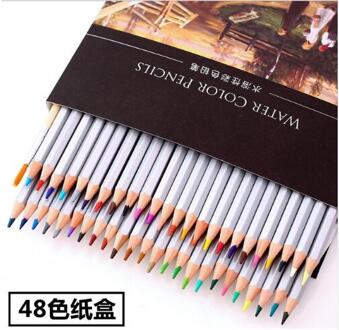 Deli Water Kleur Potlood Set 24/36/48/72 Kleuren Oplosbare Potlood Voor Tekening Schilderen Schets Tin ijzer/Papier Box Art Schoolbenodigdheden 48stk papier doos