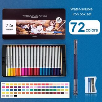 Deli Water Oplosbare Kleuren Potlood Tin Box Set 24/36/48/72 Kleur Student Professionele Schets Tekening Potlood Water soluble 72