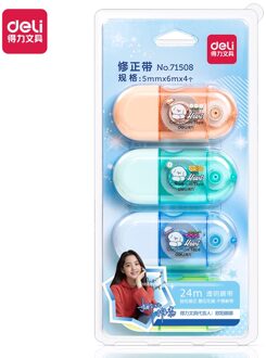 Deli Wit Out Corrector Correctie Tape Relatiegeschenk Stationery School Office Supply 6M 4 Stuks/Buis 71508