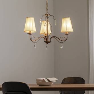 Delia kroonluchter, bronskleurig, 3-lamps, Ø 60 cm brons, beige