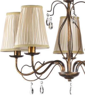 Delia kroonluchter, bronskleurig, 5-lamps, Ø 68 cm brons, beige