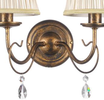 Delia wandlamp, bronskleurig, 2-lamps, breedte 25 cm brons, beige