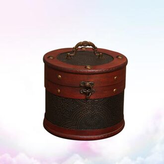 Delicate Oude Chinese Stijl Ronde Thee Bladeren Cake Opbergdoos Thee Bladeren Display Organizer Houten Thee Pakket Box-een Si 17.5X17.5X15cm / zoals getoond 1