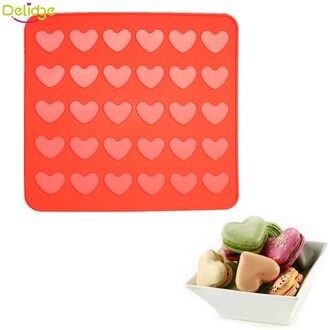 Delidge 1 pc 30 Gaten Macaron Mat Rood Hart Vorm Siliconen Macaron Mallen Muffin Oven Pasta Gereedschap Bakplaat Liner cake Mallen