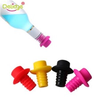 Delidge 2 stks/set Hoed Vorm Wijnfles Stopper Siliconen Behoud Rode Wijn Fles Stoppers Wijn Champagne Stopper