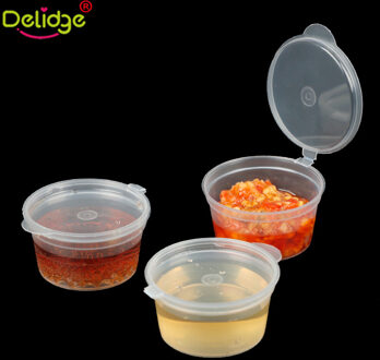 Delidge 30 stks/set 35 ml Plastic Transparante Saus Chutney Cups Soep Kommen Met Deksel Voedsel Keuken Servies Takeaway Opbergdoos
