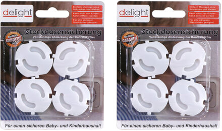 Delight Stopcontactbeveiliging - 8x - wit - stopcontactbeschermers kinderbeveiliging - Stopcontactbeveiliging