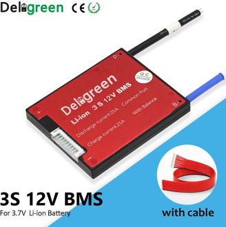 Deligreen 3S 10A 20A 30A 40A 50A 60A BMS for 3.7V lithium battery pack with separate charging port for 18650 Li-ion packs