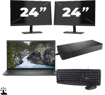 Dell Inspiron 5515 - AMD Ryzen 7 5700U - 15 inch - Touch - 16GB RAM - 256GB SSD - Windows 11 Home + 2x 24 inch Monitor