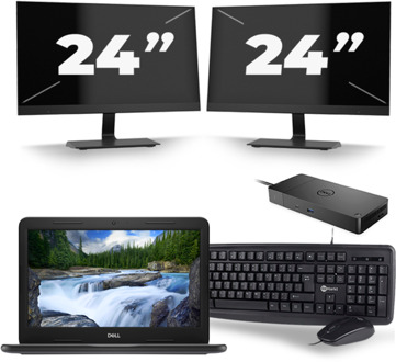 Dell Latitude 3300 - Intel Core i3-7e Generatie - 13 inch - 8GB RAM - 256GB SSD - Windows 11 + 2x 24 inch Monitor