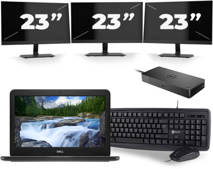 Dell Latitude 3300 - Intel Core i3-7e Generatie - 13 inch - 8GB RAM - 256GB SSD - Windows 11 + 3x 23 inch Monitor