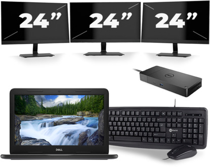 Dell Latitude 3300 - Intel Core i3-7e Generatie - 13 inch - 8GB RAM - 256GB SSD - Windows 11 + 3x 24 inch Monitor