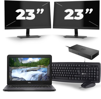 Dell Latitude 3310 - Intel Core i3-8e Generatie - 13 inch - 8GB RAM - 256GB SSD - Windows 11 + 2x 23 inch Monitor