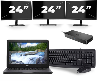 Dell Latitude 3310 - Intel Core i3-8e Generatie - 13 inch - 8GB RAM - 256GB SSD - Windows 11 + 3x 24 inch Monitor - small