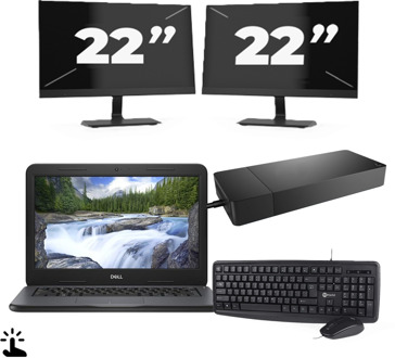Dell Latitude 3310 - Intel Core i3-8e Generatie - 13 inch - Touch - 8GB RAM - 256GB SSD - Windows 11 Home + 2x 22 inch Monitor