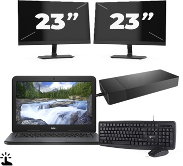 Dell Latitude 3310 - Intel Core i3-8e Generatie - 13 inch - Touch - 8GB RAM - 256GB SSD - Windows 11 Home + 2x 23 inch Monitor