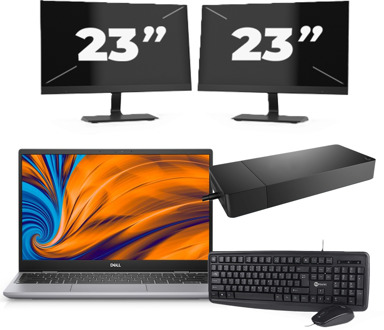 Dell Latitude 3320 - Intel Core i3-11e Generatie - 14 inch - 4GB RAM - 256GB SSD - Windows 11 Home + 2x 23 inch Monitor