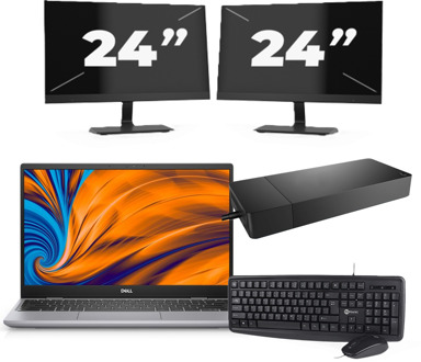 Dell Latitude 3320 - Intel Core i3-11e Generatie - 14 inch - 4GB RAM - 256GB SSD - Windows 11 Home + 2x 24 inch Monitor