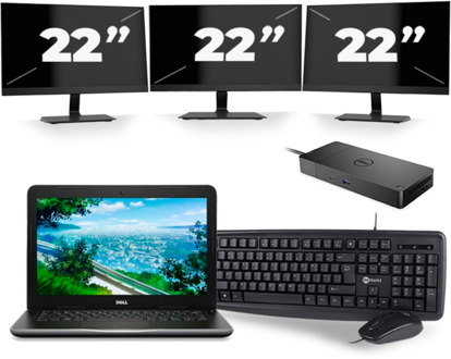 Dell Latitude 3380 - Intel Core i3-6e Generatie - 13 inch - 8GB RAM - 256GB SSD - Windows 11 + 3x 22 inch Monitor - small