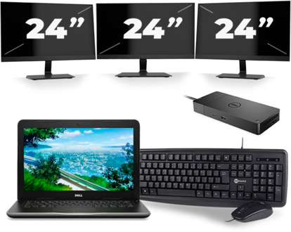 Dell Latitude 3380 - Intel Core i3-6e Generatie - 13 inch - 8GB RAM - 256GB SSD - Windows 11 + 3x 24 inch Monitor