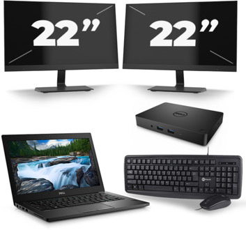 Dell Latitude 3400 - Intel Core i5-8e Generatie - 14 inch - 16GB RAM - 256GB SSD - Windows 11 + 2x 22 inch Monitor