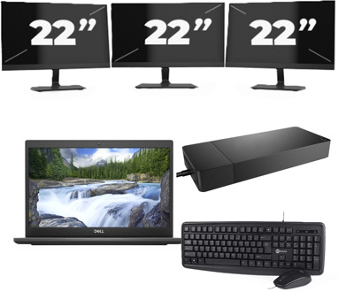 Dell Latitude 3420 - Intel Core i3-10e Generatie - 14 inch - 16GB RAM - 256GB SSD - Windows 11 Home + 3x 22 inch Monitor
