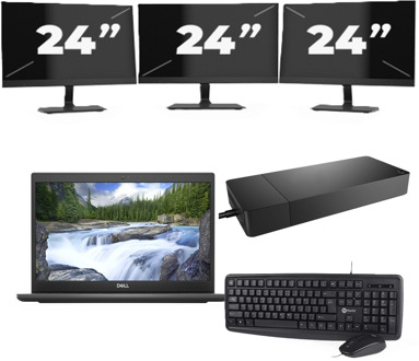 Dell Latitude 3420 - Intel Core i3-11e Generatie - 14 inch - 8GB RAM - 256GB SSD - Windows 11 Home + 3x 24 inch Monitor