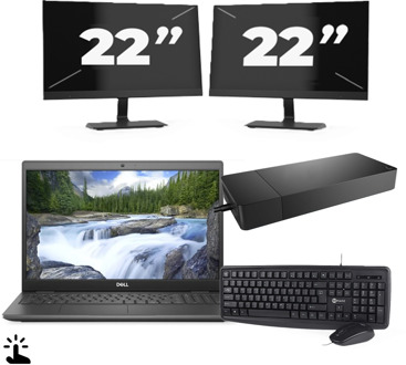 Dell Latitude 3510 - Intel Core i5-10e Generatie - 15 inch - Touch - 16GB RAM - 256GB SSD - Windows 11 Home + 2x 22 inch Monitor