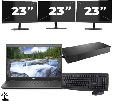 Dell Latitude 3510 - Intel Core i5-10e Generatie - 15 inch - Touch - 16GB RAM - 256GB SSD - Windows 11 Home + 3x 23 inch Monitor