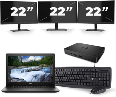 Dell Latitude 3590 - Intel Core i5-8e Generatie - 15 inch - 16GB RAM - 256GB SSD - Windows 11 + 3x 22 inch Monitor