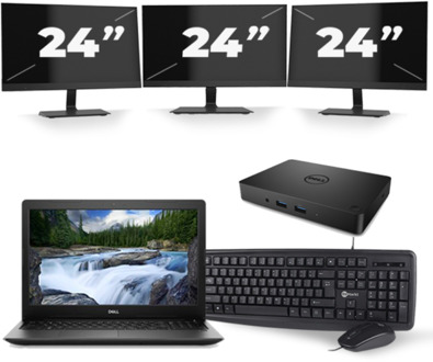 Dell Latitude 3590 - Intel Core i5-8e Generatie - 15 inch - 16GB RAM - 256GB SSD - Windows 11 + 3x 24 inch Monitor