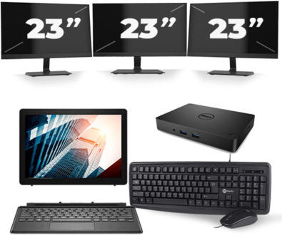 Dell Latitude 5285 - Intel Core i5-7e Generatie - 12 inch - 8GB RAM - 256GB SSD - Windows 10 + 3x 23 inch Monitor