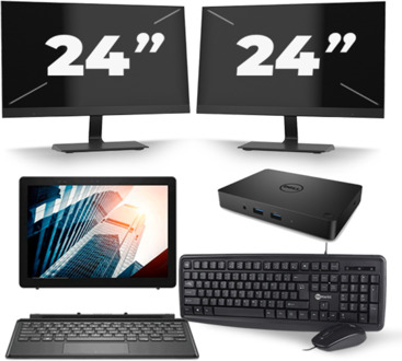 Dell Latitude 5285 - Intel Core i5-7e Generatie - 12 inch - 8GB RAM - 256GB SSD - Windows 11 + 2x 24 inch Monitor