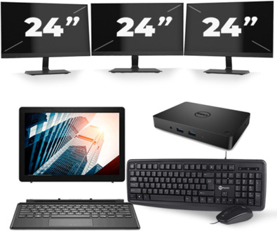 Dell Latitude 5285 - Intel Core i5-7e Generatie - 12 inch - 8GB RAM - 256GB SSD - Windows 11 + 3x 24 inch Monitor