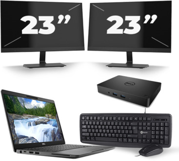 Dell Latitude 5300 - Intel Core i5-8e Generatie - 13 inch - 16GB RAM - 256GB SSD - Windows 11 + 2x 23 inch Monitor