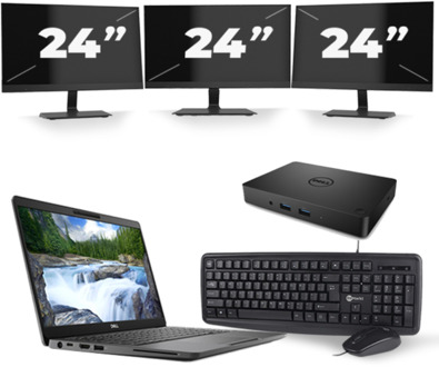 Dell Latitude 5300 - Intel Core i7-8e Generatie - 13 inch - 16GB RAM - 256GB SSD - Windows 11 + 3x 24 inch Monitor