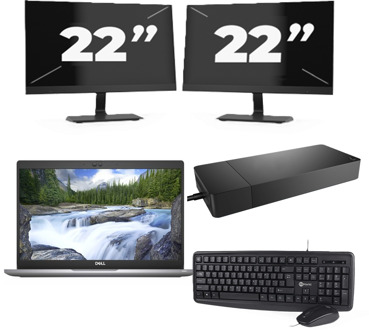 Dell Latitude 5320 - Intel Core i5-11e Generatie - 13 inch - 16GB RAM - 256GB SSD - Windows 11 Home + 2x 22 inch Monitor