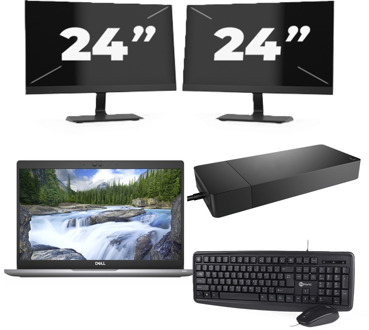Dell Latitude 5320 - Intel Core i5-11e Generatie - 13 inch - 16GB RAM - 256GB SSD - Windows 11 Home + 2x 24 inch Monitor