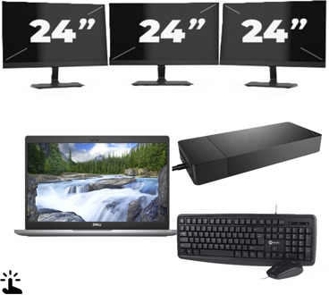 Dell Latitude 5320 - Intel Core i5-11e Generatie - 13 inch - Touch - 8GB RAM - 256GB SSD - Windows 11 Home + 3x 24 inch Monitor