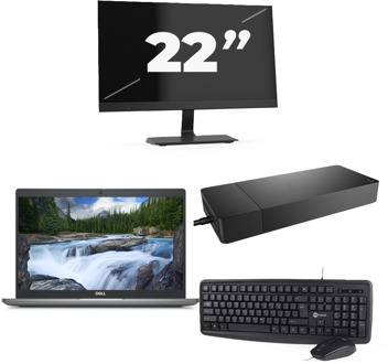 Dell Latitude 5340 - Intel Core i3-13e Generatie - 13 inch - 8GB RAM - 256GB SSD - Windows 11 Home + 1x 22 inch Monitor