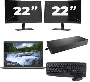 Dell Latitude 5340 - Intel Core i3-13e Generatie - 13 inch - 8GB RAM - 256GB SSD - Windows 11 Home + 2x 22 inch Monitor