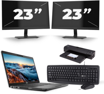 Dell Latitude 5400 - Intel Core i5-8e Generatie - 14 inch - 16GB RAM - 256GB SSD - Windows 11 + 2x 23 inch Monitor