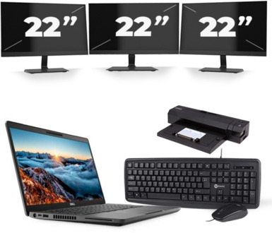 Dell Latitude 5400 - Intel Core i5-8e Generatie - 14 inch - 16GB RAM - 256GB SSD - Windows 11 + 3x 22 inch Monitor