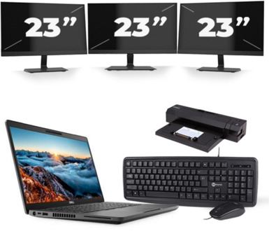 Dell Latitude 5400 - Intel Core i5-8e Generatie - 14 inch - 16GB RAM - 256GB SSD - Windows 11 + 3x 23 inch Monitor