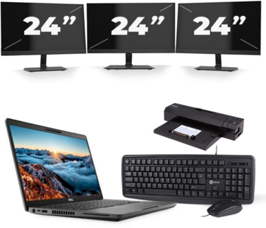 Dell Latitude 5400 - Intel Core i5-8e Generatie - 14 inch - 16GB RAM - 256GB SSD - Windows 11 + 3x 24 inch Monitor